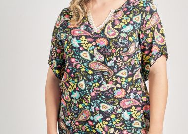 Μπλούζα εμπριμέ από ρεγιόν -  - 