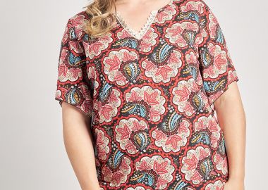 Μπλούζα εμπριμέ από ρεγιόν -  - 