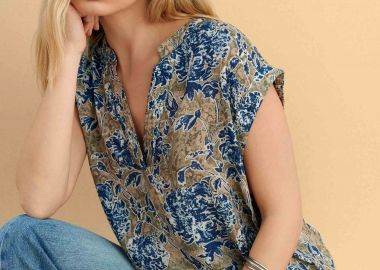 Μπλούζα εμπριμέ με κοντό μανίκι - 5206179092210 -  - 