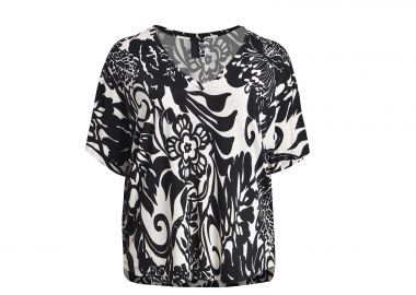 Μπλούζα εμπριμέ super jersey με V λαιμόκοψη - MAT FASHION - 