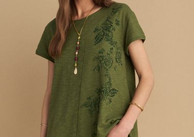 Μπλούζα φλάμα με abstract φλοράλ σχέδιο - 5206634971913 -  - 