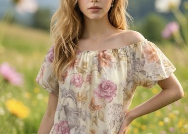 Μπλούζα Φλοράλ Με Λάστιχο & Puff Μανίκια -  - 