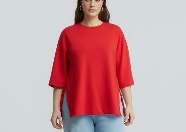 Μπλούζα φούτερ με σκισίματα στο τελείωμα - MAT FASHION - 