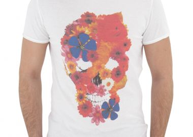 Μπλούζα Κοντομάνικη Adeep Flower Skull F548PE14103-bianco Ανδρικό - Adeep - 
