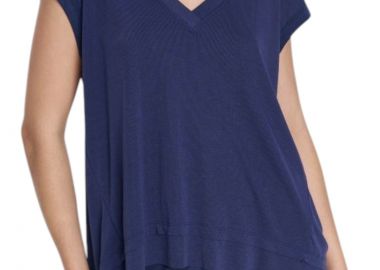 Μπλούζα Κοντομάνικη Ale Ασύμμετρη Με V 8920750-BLUE Γυναικείο - Ale - 