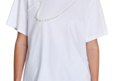 Μπλούζα Κοντομάνικη Ale Με Διακοσμητικά Στοιχεία 8921585-WHITE Γυναικείο - Ale - 