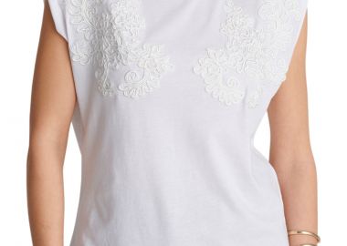 Μπλούζα Κοντομάνικη Ale Με Κέντημα 8922914-WHITE Γυναικείο - Ale - 