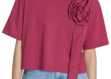 Μπλούζα Κοντομάνικη Ale Με Μπουτονιέρα 8921246-DARK PINK Γυναικείο - Ale - 