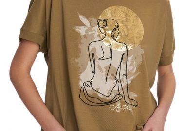 Μπλούζα Κοντομάνικη Ale Με Στάμπα 8920747-KHAKI Γυναικείο - Ale - 