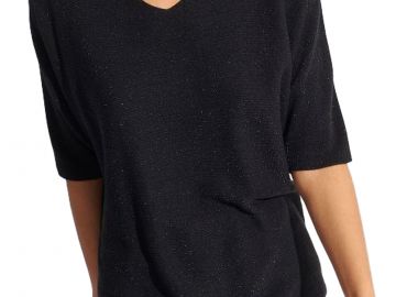 Μπλούζα Κοντομάνικη Ale Πλεκτή Μπλούζα Νυχτερίδα 8P17237-BLACK Γυναικείο - Ale - 