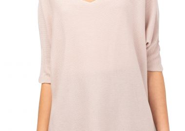 Μπλούζα Κοντομάνικη Ale Πλεκτή Μπλούζα Νυχτερίδα 8P17237-PINK POWDER Γυναικείο - Ale - 