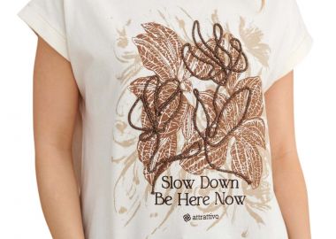 Μπλούζα Κοντομάνικη Attrattivo Με Ανάγλυφο Σχέδιο 9923129-VANILLA Γυναικείο - Attrattivo - 