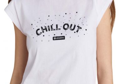 Μπλούζα Κοντομάνικη Attrattivo Με Δαντέλα Και Διαμαντάκια 9923008-WHITE Γυναικείο - Attrattivo - 