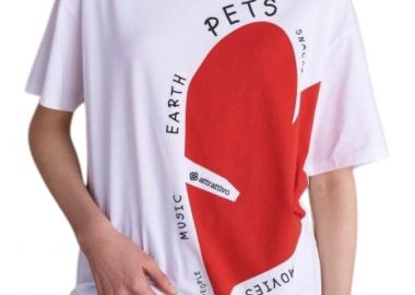 Μπλούζα Κοντομάνικη Attrattivo Με Print Καρδιά 9920989-WHITE Γυναικείο - Attrattivo - 