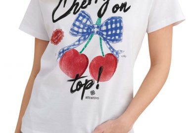 Μπλούζα Κοντομάνικη Attrattivo Με Στάμπα 9923153-WHITE Γυναικείο - Attrattivo - 