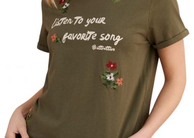 Μπλούζα Κοντομάνικη Attrattivo Με Στάμπα Και Κεντήματα 9923148-KHAKI Γυναικείο - Attrattivo - 