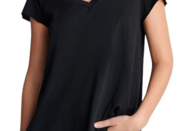 Μπλούζα Κοντομάνικη Attrattivo V-Neck Με Τελείωμα Χωρίς Στρίφωμα 9904391-BLACK Γυναικείο - Attrattivo - 