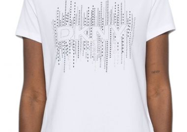 Μπλούζα Κοντομάνικη DKNY Logo Με Στρας P4MHPWNA-WHT Γυναικείο - DKNY - 