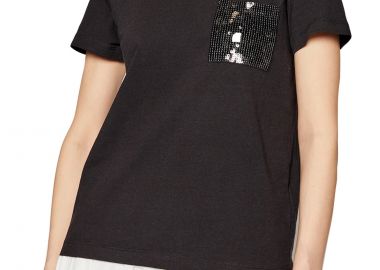 Μπλούζα Κοντομάνικη DKNY Με Παγέτες Στην Τσέπη P0RAOC2R-BLK Γυναικείο - DKNY - 