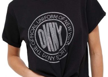 Μπλούζα Κοντομάνικη DKNY Rhidestone Medallion Logo Knot Front DP3T9444-BSV Γυναικείο - DKNY - 