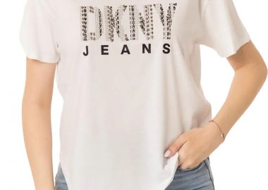 Μπλούζα Κοντομάνικη DKNY Round Hem Logo E31FMQ1Q-WHT Γυναικείο - DKNY - 