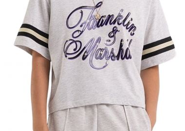 Μπλούζα Κοντομάνικη Franklin & Marshall T-shirt JW3023.000.1000P01-DM01-ASH GREY MELANGE Γυναικείο - Franklin & Marshall - 
