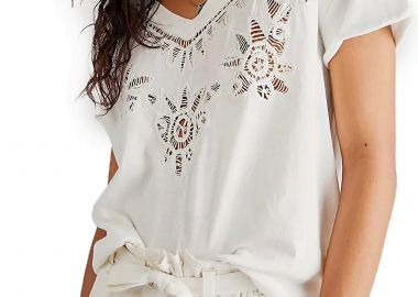 Μπλούζα Κοντομάνικη Free People Lyla OB1472618-WHITE Γυναικείο - Free People - 