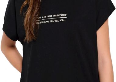 Μπλούζα Κοντομάνικη Funky Buddha Κοντό Μανίκι Με Τύπωμα FBL007-155-04-BLACK Γυναικείο - Funky Buddha - 