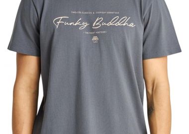 Μπλούζα Κοντομάνικη Funky Buddha Με Λογότυπο FBM013-022-04-DK GREY Ανδρικό - Funky Buddha - 