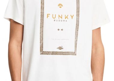 Μπλούζα Κοντομάνικη Funky Buddha Με Τύπωμα FBM013-044-04-OFF WHITE Ανδρικό - Funky Buddha - 