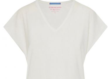 Μπλούζα Κοντομάνικη Funky Buddha Με V Λαιμόκοψη FBL013-111-04-OFF WHITE Γυναικείο - Funky Buddha - 