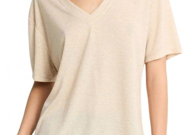 Μπλούζα Κοντομάνικη Funky Buddha Με V Λαιμόκοψη FBL013-167-04-WARM SAND Γυναικείο - Funky Buddha - 