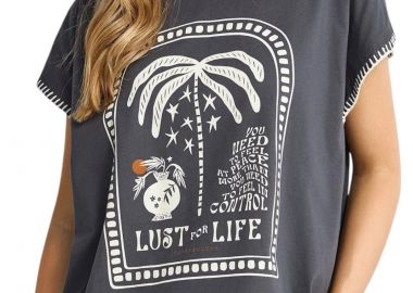 Μπλούζα Κοντομάνικη Funky Buddha Relaxed Με Τύπωμα FBL013-132-04-ANTHRACITE Γυναικείο - Funky Buddha - 