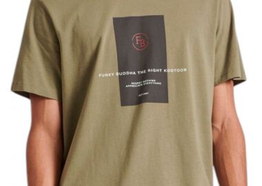 Μπλούζα Κοντομάνικη Funky Buddha With Frame Print On The Chest FBM010-015-04-CEMENT Ανδρικό - Funky Buddha - 