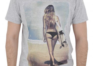 Μπλούζα Κοντομάνικη Garage Fifty 5 Με Γυναικεία Φιγούρα GM122-4115-GREYMEL Ανδρικό - Garage Fifty 5 - 