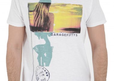 Μπλούζα Κοντομάνικη Garage Fifty 5 Με V GM121-4115-WHITE Ανδρικό - Garage Fifty 5 - 