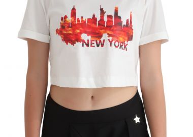 Μπλούζα Κοντομάνικη Kendal + Kylie Turrnup Cropped KKW3914209-OFF WHITE Γυναικείο - Kendal + Kylie - 