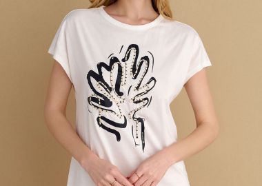 Μπλούζα κοντομάνικη με κεντητές λεπτομέρειες - 5206634972910 -  - 