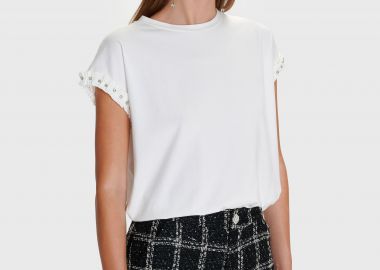 Μπλούζα κοντομάνικη με λεπτομέρεια στο μανίκι - 5206179002264 -  - 