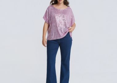 Μπλούζα κοντομάνικη με παγιέτες - MAT FASHION - 