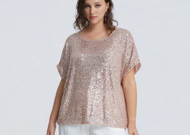 Μπλούζα κοντομάνικη με παγιέτες - MAT FASHION - 