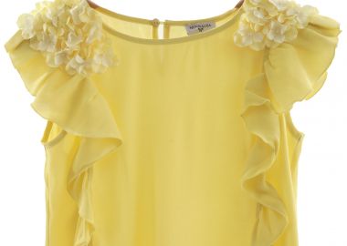 Μπλούζα Κοντομάνικη Monnalisa Με Λουλούδια Στους Ώμους 175603F5 5107-0014 Κορίτσι - Monnalisa - 