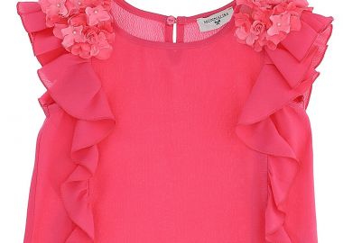 Μπλούζα Κοντομάνικη Monnalisa Με Λουλούδια Στους Ώμους 175603F5 5107-0095 Κορίτσι - Monnalisa - 