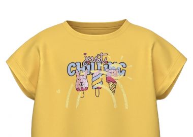 Μπλούζα Κοντομάνικη Name It Nmfvilma Capsl Crop 13228148-Yarrow-Just Chill Κορίτσι - Name It - 