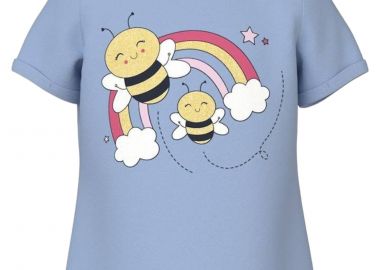 Μπλούζα Κοντομάνικη Name It Nmfvix 13228145-Chambray Blue-Bees Κορίτσι - Name It - 