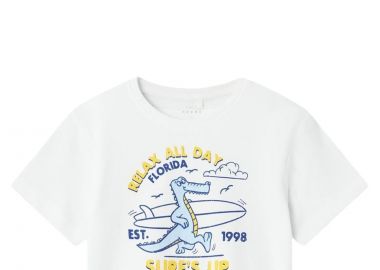 Μπλούζα Κοντομάνικη Name It NmmVagno Loose 13228225-Bright White-Surfs Up Αγόρι - Name It - 