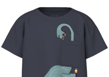 Μπλούζα Κοντομάνικη Name It Nmmvilian Boxy 13228217-India Ink - Dinosaur Αγόρι - Name It - 