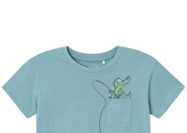 Μπλούζα Κοντομάνικη Name It Nmmvilian Boxy 13228217-Mineral Blue - Crocodile Αγόρι - Name It - 