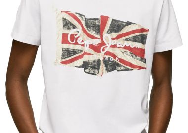 Μπλούζα Κοντομάνικη Pepe Jeans Flag Logo N PM508273-800-WHITE Ανδρικό - Pepe Jeans - 