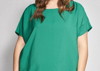 Μπλούζα κοντομάνικη σε όψη λινού -  - 